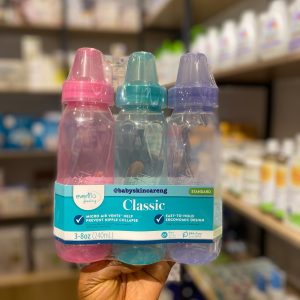 Evenflo Feeding Classic Tinted Plastic and Silicone Baby Bottles 8oz, 3pk (pink set)