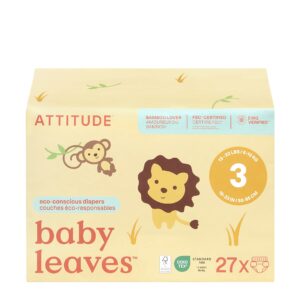ATTITUDE baby leaves Bamboo Diapers - Unscented - Size 3 - 27 Count