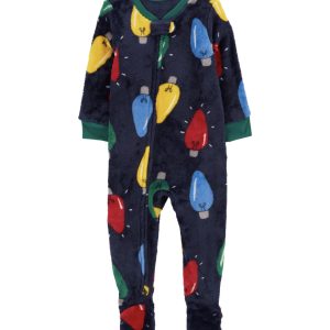 Carter’s Baby 1-piece Christmas Lights Velboa footie Pajamas, 18M