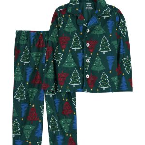 Carter’s Toddler 2-piece Christmas Tree Fleece Coat style Pajamas-2T/2A