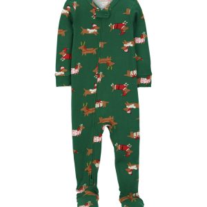 Carter’s Baby 1-Piece Christmas Dog Purelysoft footie Pajamas- 12M