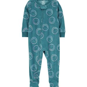 Carter’s Toddler 1-piece smiley face fleece footie pajamas -2T