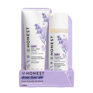 Honest 2-in-1 Cleansing Shampoo + Body Wash and Face + Body Lotion Bundle,Lavender