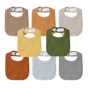 Gllquen Baby Muslin Cotton Cloth Baby Drool Bibs for Boys Girls with Adjustable Snap, 8 pack