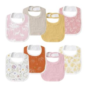 Gllquen Baby Muslin Cotton Drool Bibs Adjustable 8 Pack Soft Baby Bandana Bibs for Newborn Girls Feeding Essentials