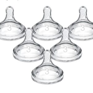 Dr. Brown’s Natural Flow® Level 3 Wide-Neck Baby Bottle Silicone Nipple, 6m+, 6 Pack