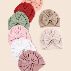Bowknot Cap set For Babies Aged 1-6 Months- 8pieces