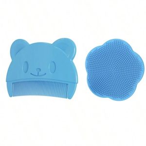 Cradle Cap  Silicone Brush And Comb Set (BLUE)