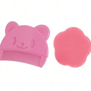 Cradle Cap  Silicone Brush And Comb Set (PINK)