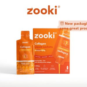 Zooki Collagen Liquid Sachets 11,000mg - Pack of 30 (Mango Peach Flavor)