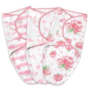 Gllquen Baby Organic cotton Swaddle Blankets for 0-3 months, 3 pack (Pink)