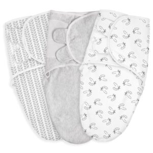 Gllquen Baby Organic Cotton Swaddle Blankets 3 pack for 0-3 (Grey)