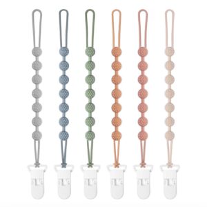 Eascrozn 6 Pack Baby Pacifier Clip- Pink