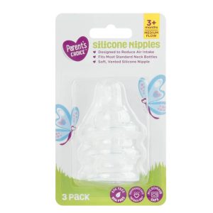 Parent's Choice 3M+ Medium Flow Bottle Nipples, 3ct