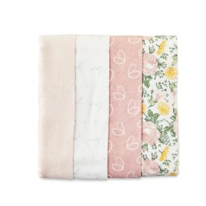Parent's Choice 4-Piece Cotton Flannel Baby Blankets, 30"x30", Pink