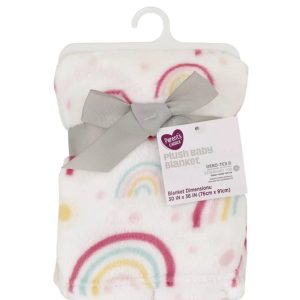 Parent's Choice Plush Baby Blanket, Rainbows, 30" x 36", Pink, Infant Girl