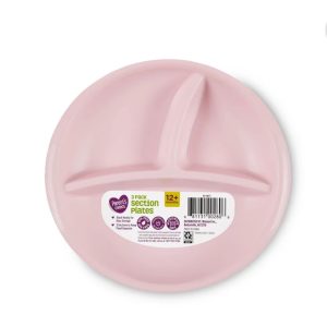 Parents Choice 3 Compartment Section Plate, Toddlers Aged 12 Months and up, 3 Count, Gender Neutral