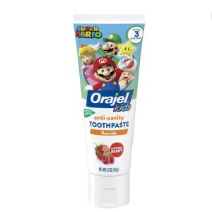 Orajel Kids Super Mario Anti-Cavity Fluoride Toothpaste, Natural Berry Flavor, 4.2oz Tube
