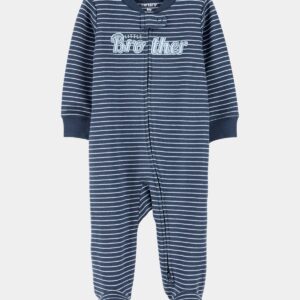 Carter’s Baby Boy 'Little Brother' 2-Way Zip Cotton Sleep & Play Pajamas - Blue, 6M