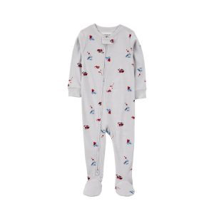Carter’s Toddler Heart Print Valentine’s Day Cotton 1-Piece Pajamas -3T