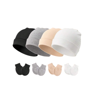 Baby Hats And Mittens (unisex)-4 sets (Black)